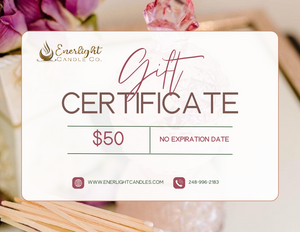 ENERLIGHT CANDLE CO. GIFT CCERTIFICATE/CARD